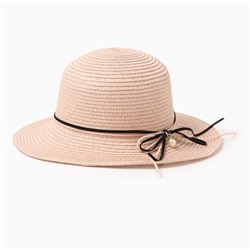 Шляпа женская с бантиком MINAKU цвет розовый, р-р 56-58