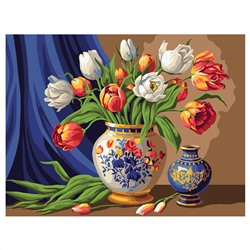 Картина по номерам на холсте ТРИ СОВЫ "Тюльпаны в вазе", 30*40, с акриловыми красками и кистями