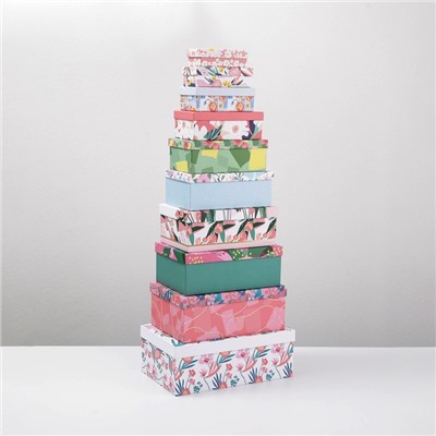 Набор подарочных коробок 10 в 1 «FLOWER», 12 × 7 × 4 - 32.5 × 20 × 12.5 см