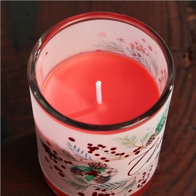 Новогодняя свеча в стакане «Счастья», аромат вишня, 5 х 5 х 6 см