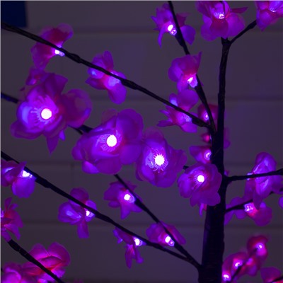 Светодиодный куст «Цветы» 1.2 м, 120 LED, постоянное свечение, 220 В, свечение розовое