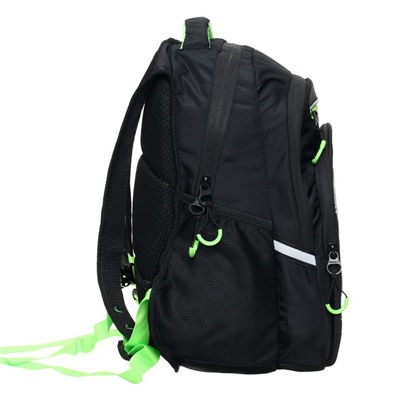 Рюкзак школьный Grizzly "Экстрим", 38 х 26 х 20 см, эргономичная спинка, отделение для ноутбука, чёрный, салатовый