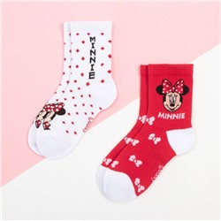 Набор носков "Minnie", Минни Маус 2 пары, цвет красный/белый, 14-16 см
