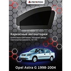 Каркасные автошторки Opel Astra G, 1998-2004, передние (клипсы), Leg0425