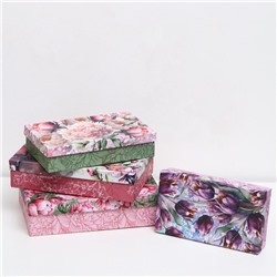 Набор коробок прямоугольных  4 в 1 ,"Весенние цветы", 30 х 20 х 8 - 24 х 14 х 5 см