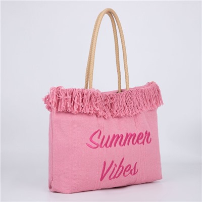 Сумка - шопер пляжная «Летний вайб», 45х33х18 см, розовый цвет