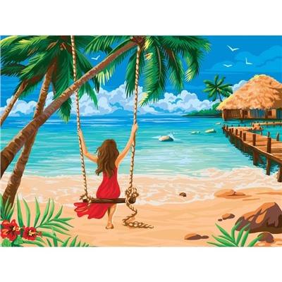 Алмазная мозаика на подрамнике с полным заполнением «Девушка на пляже», 30х40см