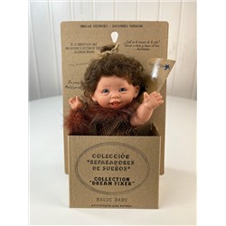 Кукла "Гном-троглодит", девочка в темном, улыбается, 18 см, арт. 145-5