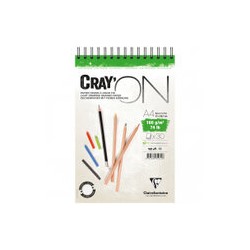 Скетчбук - блокнот 30л., А4 Clairefontaine "Cray ON", на гребне, мелкозерн., 160г/м2