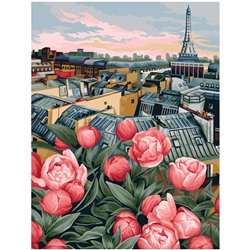 Картина по номерам на холсте ТРИ СОВЫ "Цветущий Париж", 40*50, с акриловыми красками и кистями