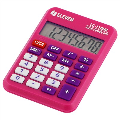 Калькулятор карманный Eleven LC-110NR-PK, 8 разрядов, питание от батарейки, 58*88*11мм, розовый