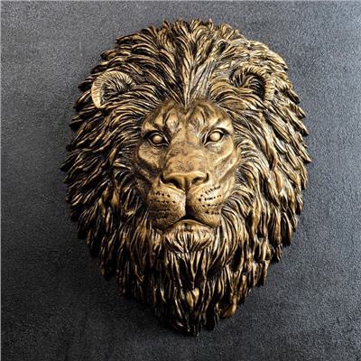 Подвесной декор "Голова льва" бронза, 24x33x42см