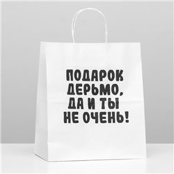 Пакет подарочный с приколами, крафт «Ты не очень», белый, 24 х 14 х 28 см