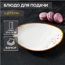Блюдо фарфоровое для подачи Magistro «Церера», 21×18,7 см, цвет белый
