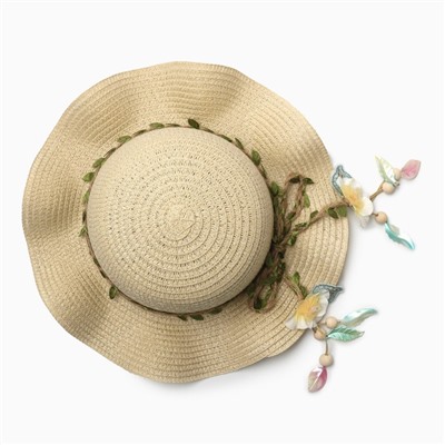 Шляпа для девочки "Лианна" MINAKU, р-р 52, цв.бежевый