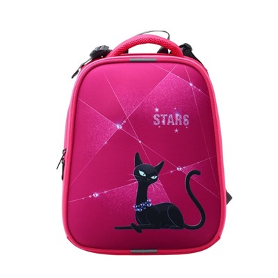 Рюкзак каркасный Stavia  "Чёрная кошка", 38 х 30 х 16 см, эргономичная спинка, розовый
