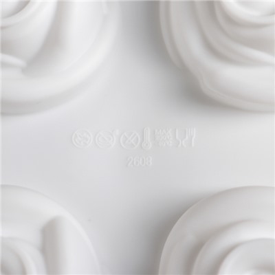 Форма для муссовых десертов и выпечки Доляна «Розы», 30×17,5×5 см, 6 ячеек, 6,5×6,8 см, силикон, цвет белый