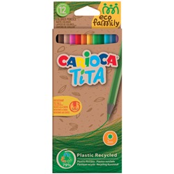 Карандаши цветные пластиковые Carioca "Tita. EcoFamily", 12цв., заточен., картон, европодвес