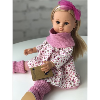 Кукла Нэни, в цветном платье, розовых гетрах и шарфе, 42 см , арт. 42011C
