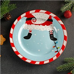 Тарелка фарфоровая десертная Доляна «Новый год. Дед Мороз», d=20,5 см