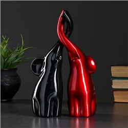 Фигура "Пара слонов" чёрный/бордовый, 16х8х25см