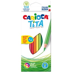 Карандаши цветные пластиковые Carioca "Tita", 12цв., заточен., картон, европодвес