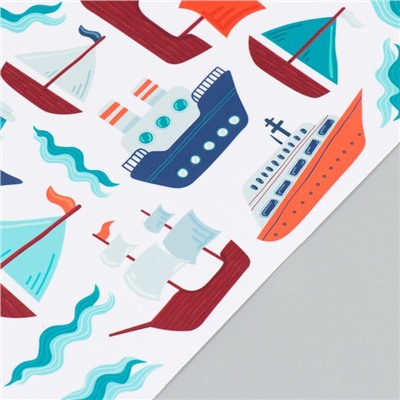 Наклейка интерьерная цветная "Морской транспорт" 30х60 см
