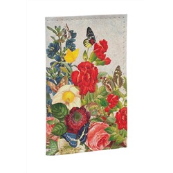 Обложка для 2-х карточек с принтом Eshemoda “Цветочное настроение”, натуральная кожа