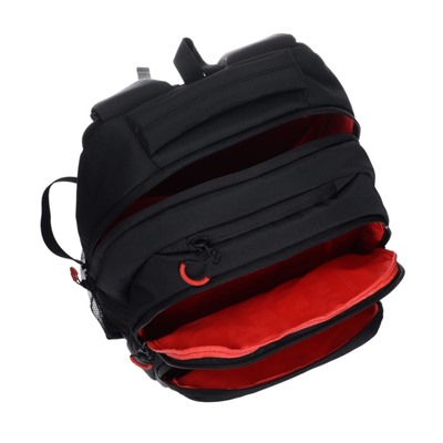 Рюкзак молодёжный Grizzly, 45 х 32 х 23 см, эргономичная спинка, чёрный, красный