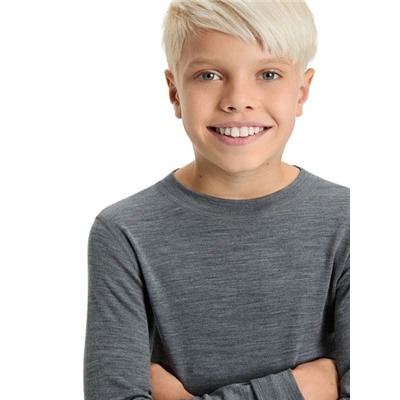 Термофутболка для мальчиков-подростков серии SOFT. Знак Woolmark, цвет серый меланж