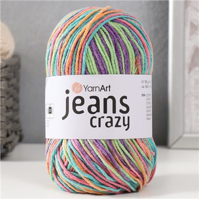 Пряжа "Jeans crazy" 55% хлопок, 45% акрил 160м/50гр (8215 радуга)