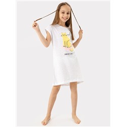 Ночная сорочка в горошек на белом с принтом для девочек