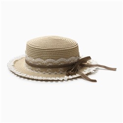 Шляпа для девочки "Леди" MINAKU, р-р 52, цв.бежевый