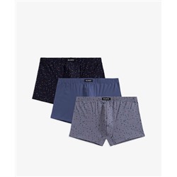 Мужские трусы шорты Atlantic, набор из 3 шт., хлопок, темно-синие + графитовые + индиго, 3MH-189