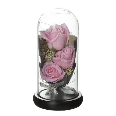 Ночник колба "Букет розовых роз" LED от батареек 3хААА 11х11х22 см