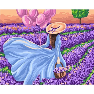 Картина по номерам на холсте с подрамником «Девушка с шарами» 40х50 см