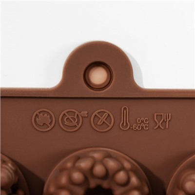 Форма для льда и кондитерских украшений «Дольче», 15 ячеек, 20×11×1,8 см, цвет шоколадный