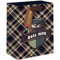 Пакет подарочный «Best man», brown (26*32*12.5)