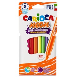 Фломастеры неоновые Carioca "Neon", 08цв., смываемые, картон, европодвес