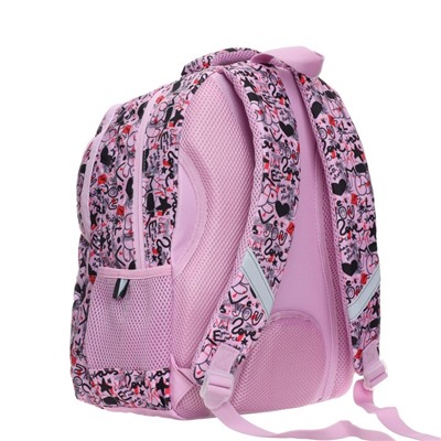 Рюкзак школьный GoPack Education More love, 39 х 29,5 х 12 см, эргономичная спинка, розовый