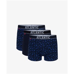 Мужские трусы шорты Atlantic, набор из 3 шт., хлопок, голубые + темно-синие, 3MH-173