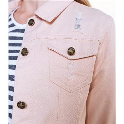 Джинсовая куртка #КТ6811, розовый