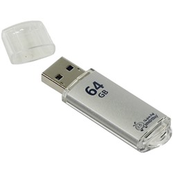 Память Smart Buy "V-Cut"  64GB, USB 2.0 Flash Drive, серебристый (металл. корпус )