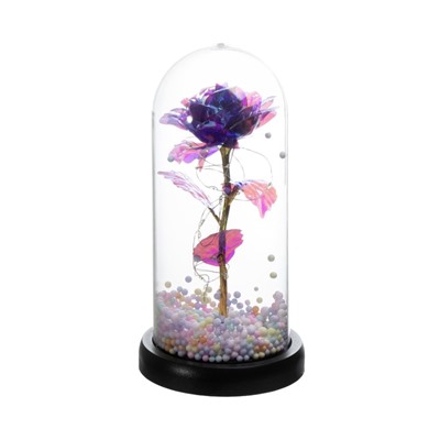 Ночник колба " Фиолетовый цветок" LED от батареек 3хААА 11х11х22 см