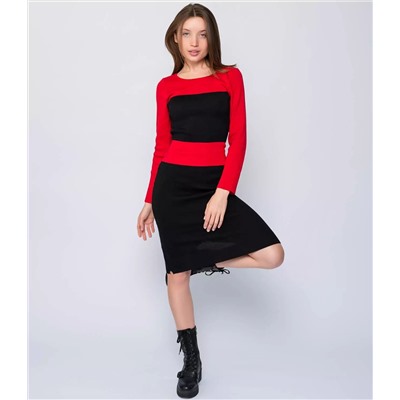 Платье #3112, черный, красный