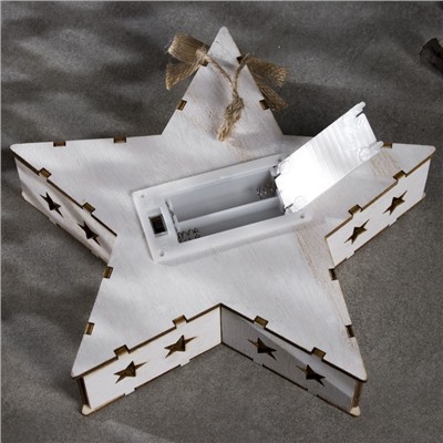Светодиодная фигура «Звезда с оленями» 19 × 19 × 4 см, дерево, батарейки АААх2 (не в комплекте), свечение тёплое белое