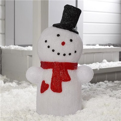Светодиодная фигура «Снеговик в цилиндре» 25 × 60 × 25 см, акрил, 50 LED, 24 В, свечение белое