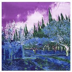 Винсент ван Гог |Платок "Фруктовый сад в цвету в обрамлении кипарисов"