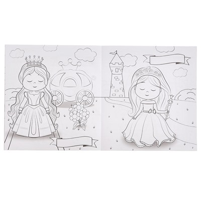Раскраска «Принцессы и принцы», + 12 наклеек-лиц