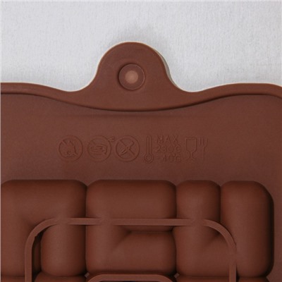 Форма силиконовая для шоколада Доляна «Лабиринт», 22×11×1 см, 18 ячеек, цвет шоколадный